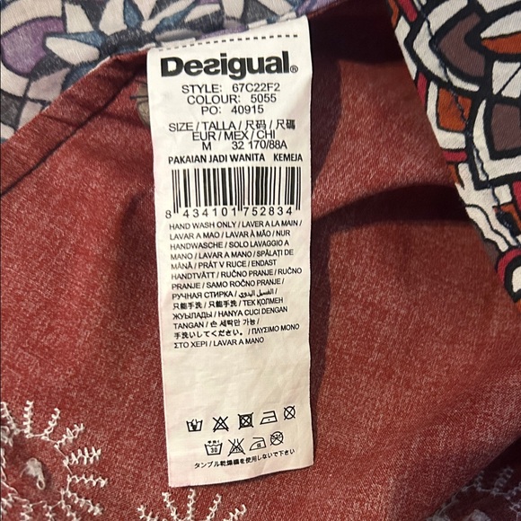 šDesigual Patchwork Boho Western Embroidered Button-Down Shirt - Size M 2016 - Picture 14 of 16